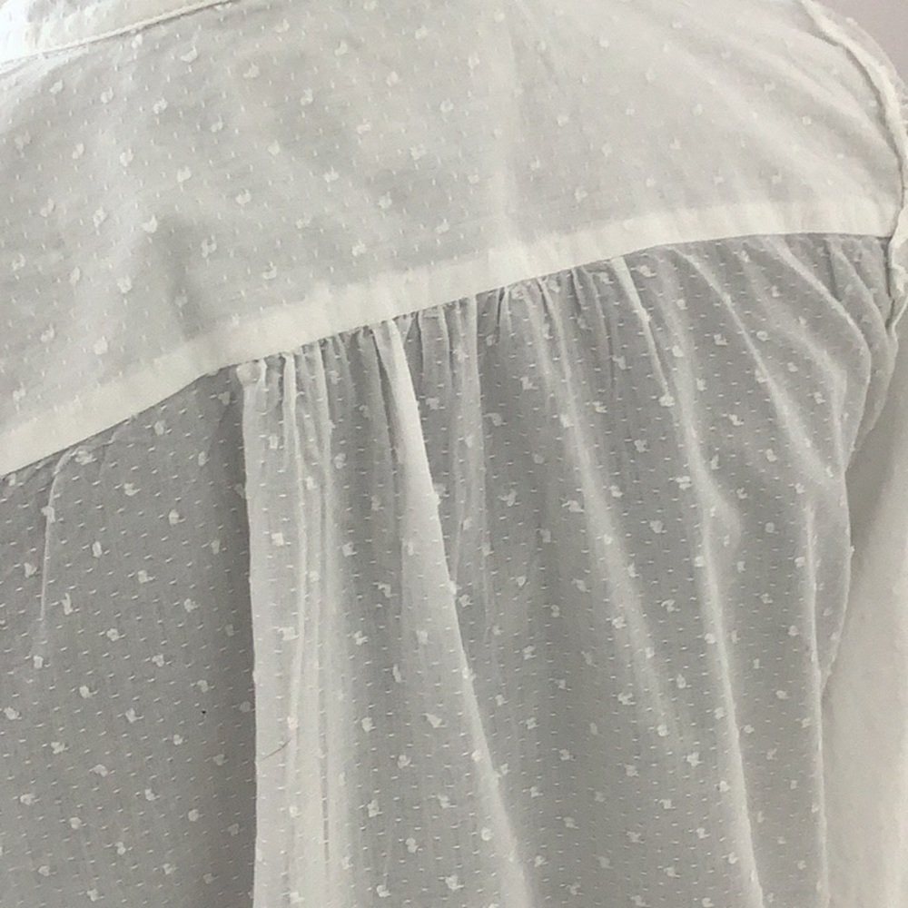 LOFT women’s white blouse ruffle shoulder cottagecore prairie western size small - Picture 5 of 5